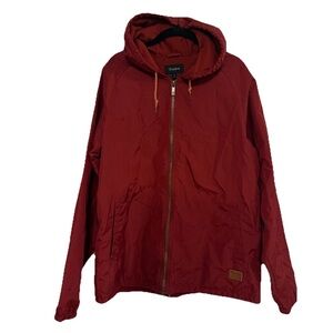 Brixton Red Hooded Nylon Jacket Insulated Zip Front Men’s Large